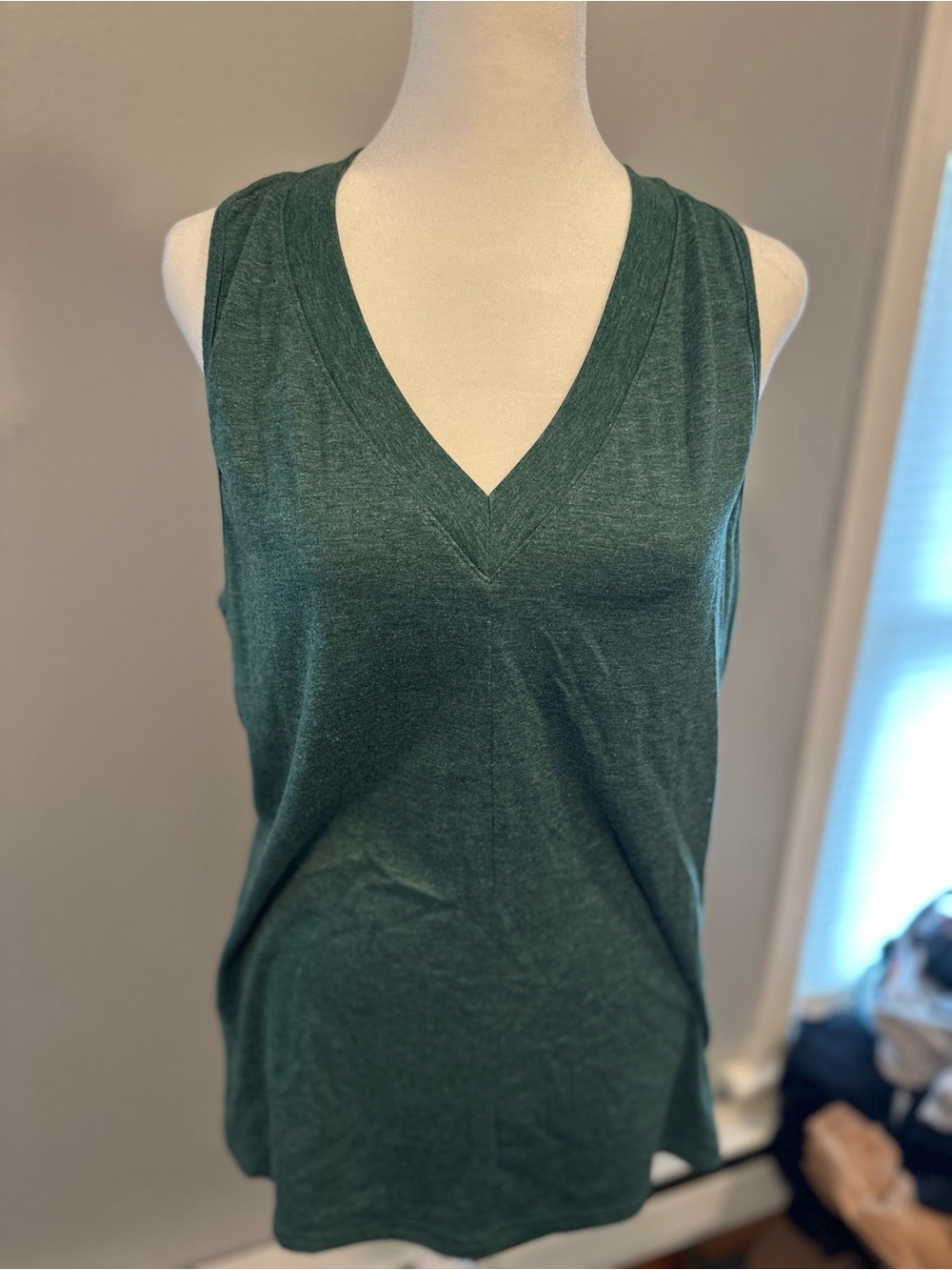 Amazon Women's V-Neck Sleeveless Tank Top - Dark Green